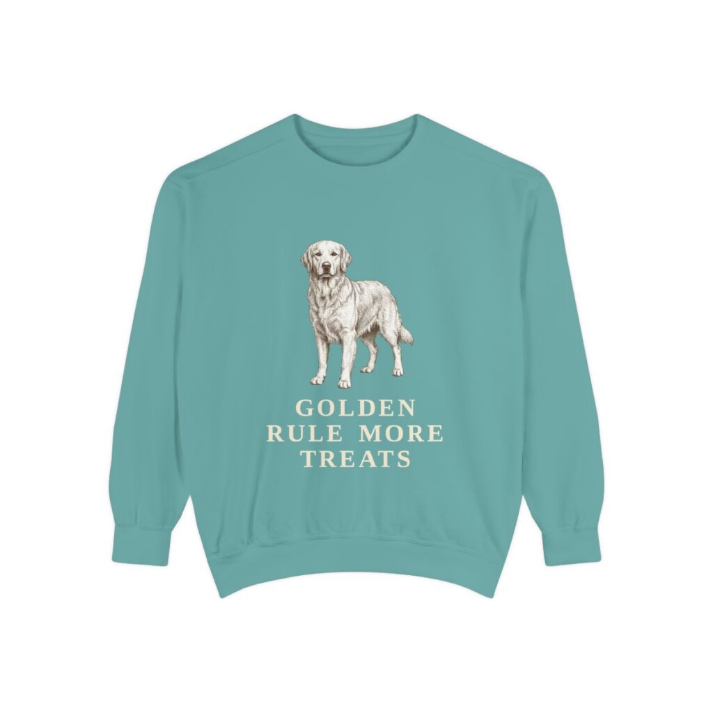 Golden Retriever Humor Sweatshirt, Seafoam, front view