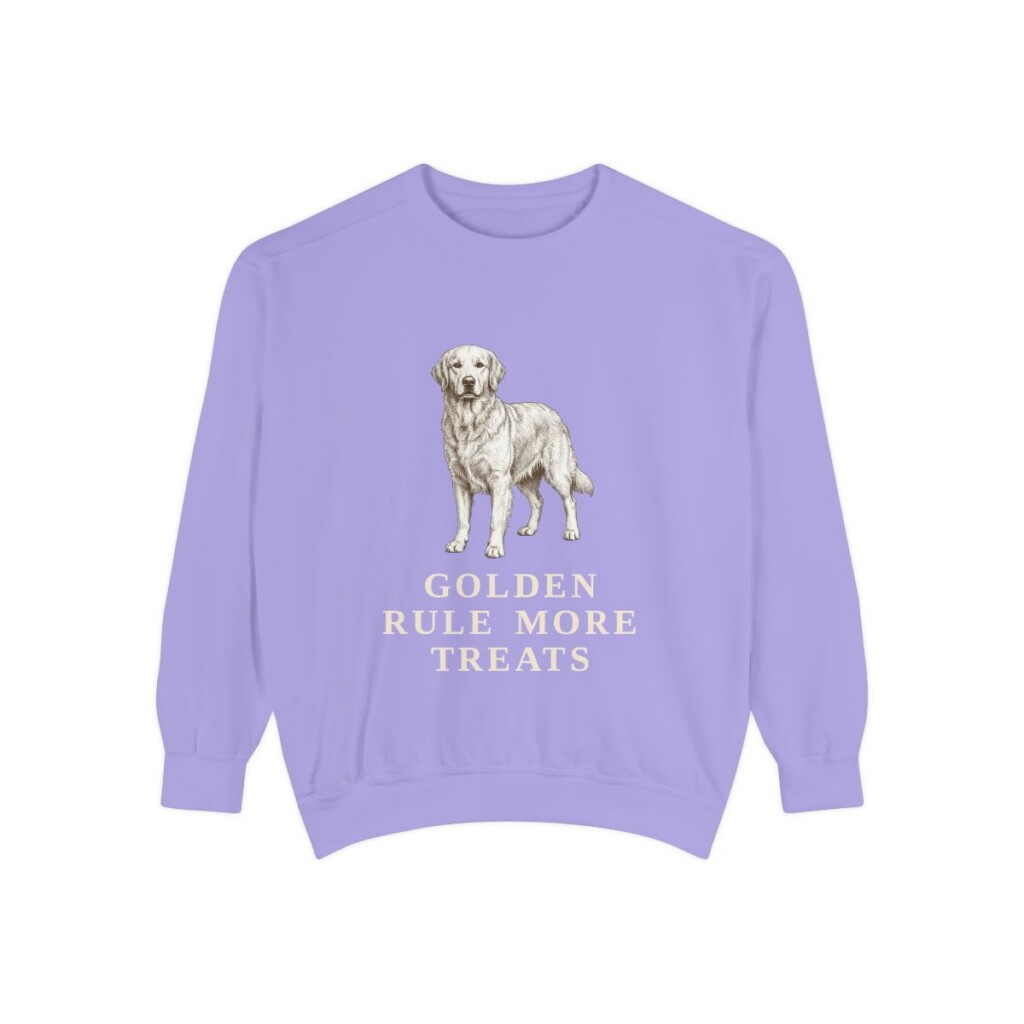 Golden Retriever Humor Sweatshirt, Violet, front view