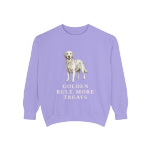 Golden Retriever Humor Sweatshirt, Violet, front view