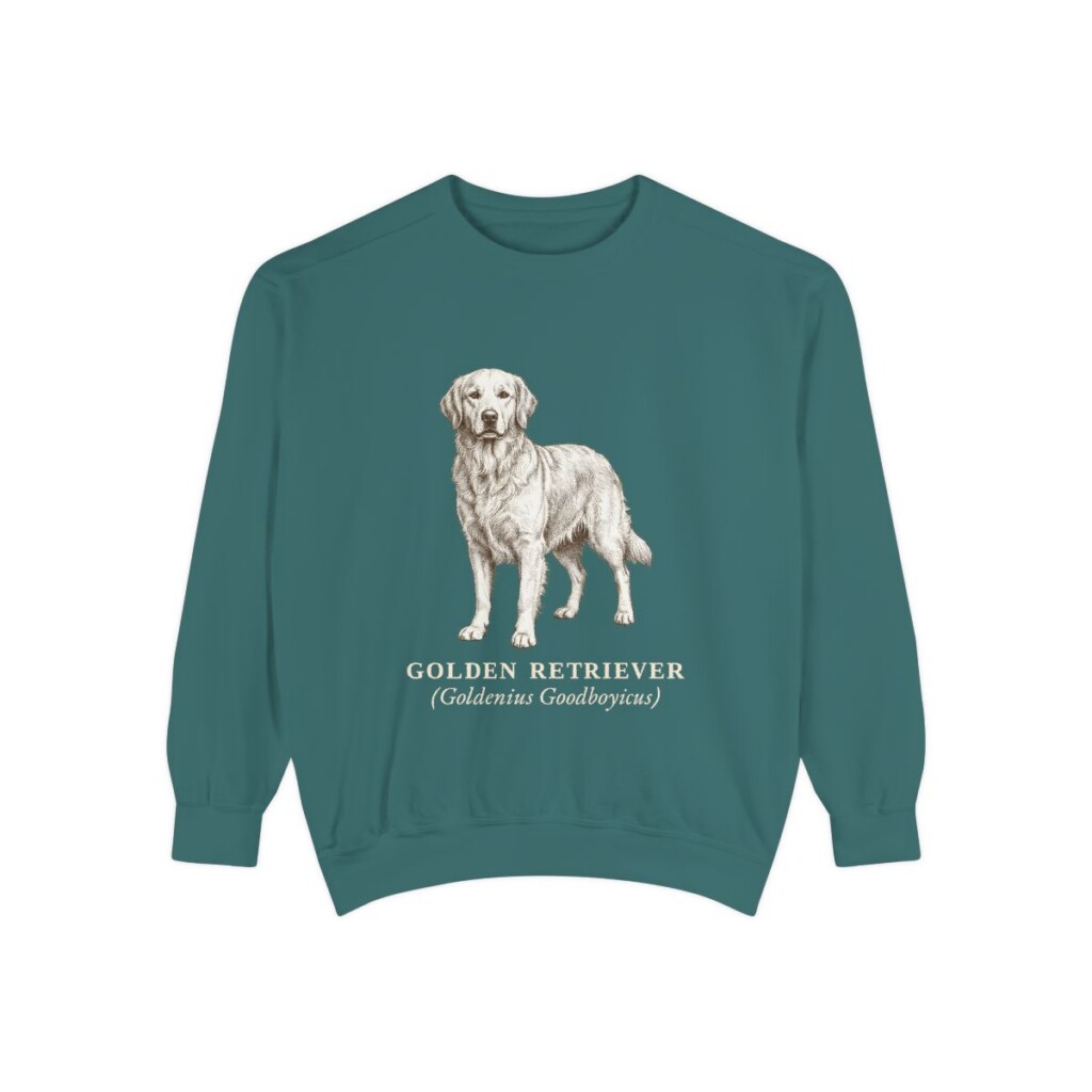 Golden Retriever Latin Sweatshirt, Blue Spruce, front view
