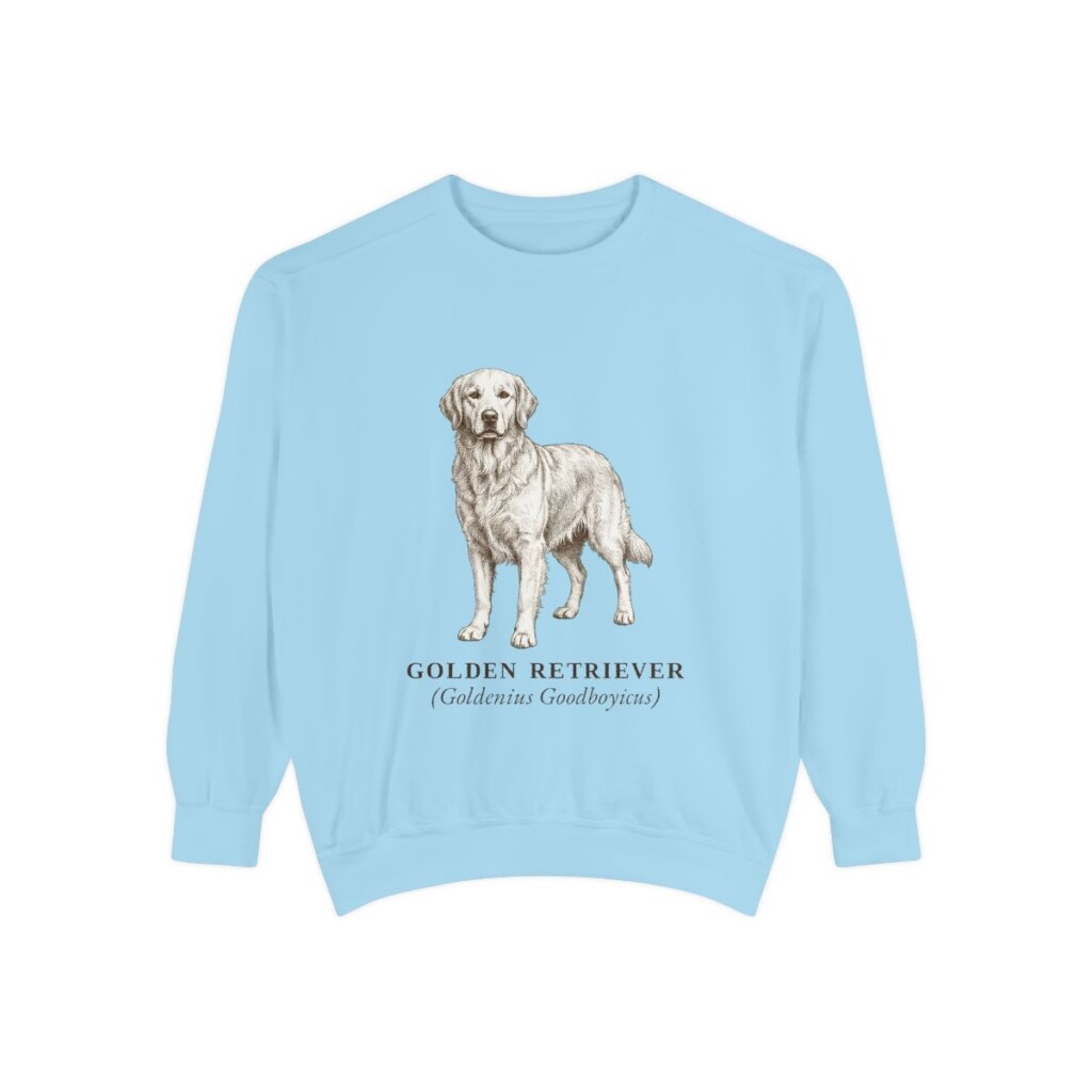 Golden Retriever Latin Sweatshirt, Chambray, front view