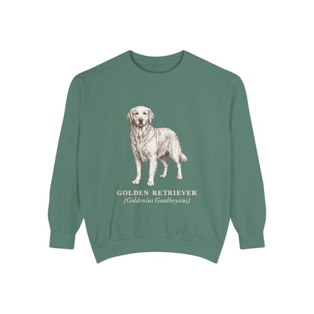 Golden Retriever Latin Sweatshirt, Light Green, front view