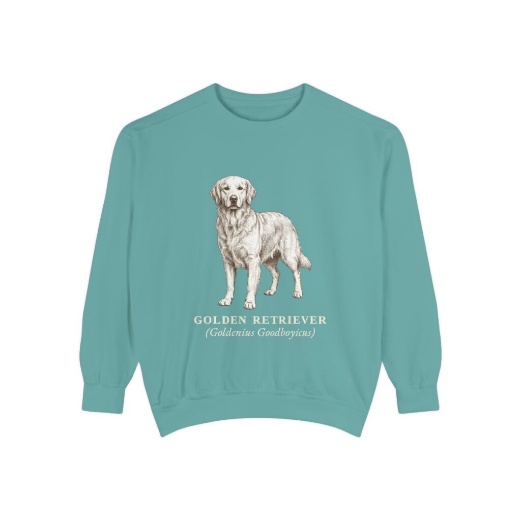 Golden Retriever Latin Sweatshirt, Seafoam, front view