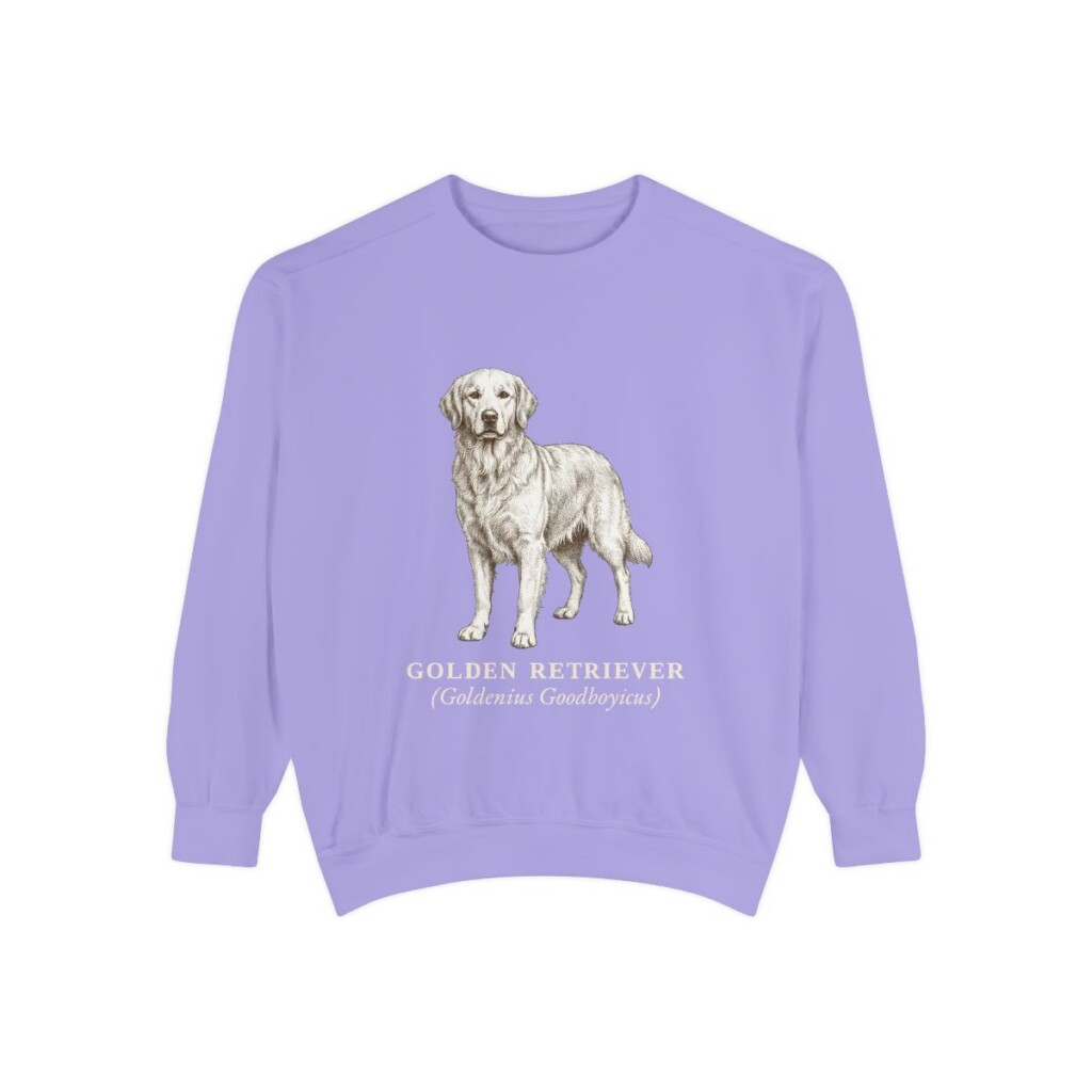 Golden Retriever Latin Sweatshirt, Violet, front view