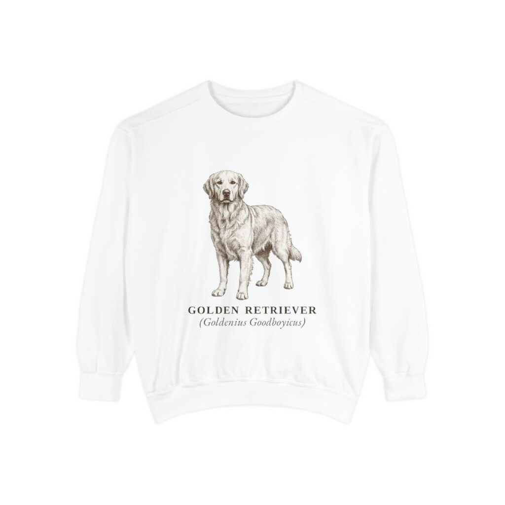 Golden Retriever Latin Sweatshirt, White, front view