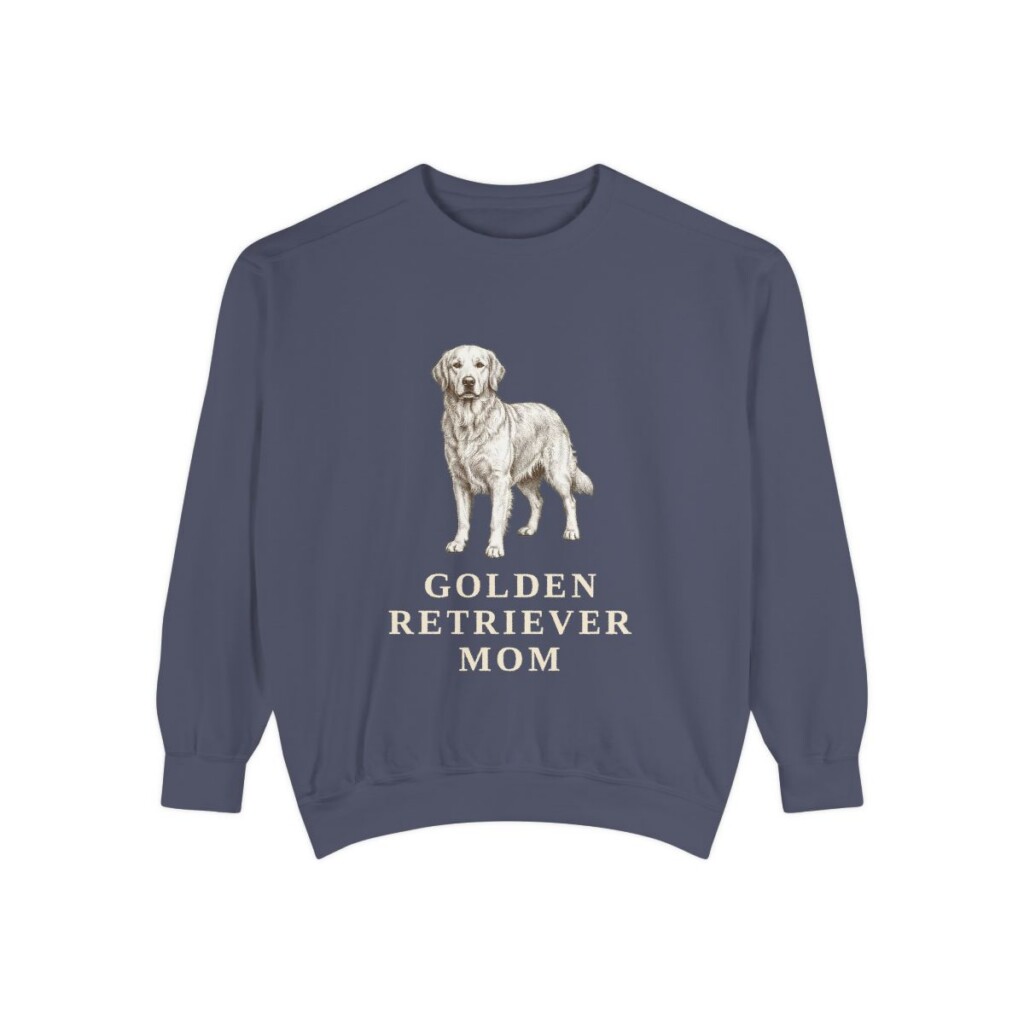 Golden Retriever Mom Sweatshirt, Denim, front view