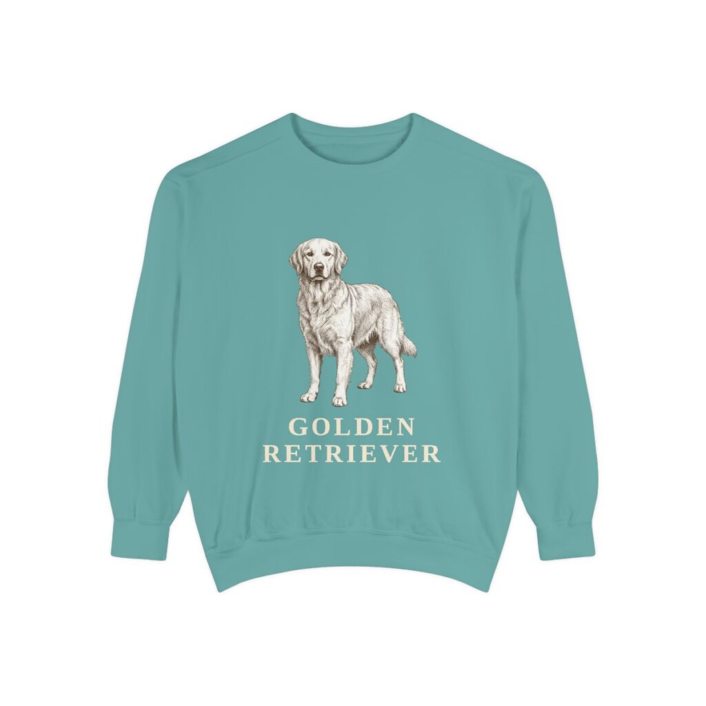 Golden Retriever Sweatshirt, Seafoam, front view