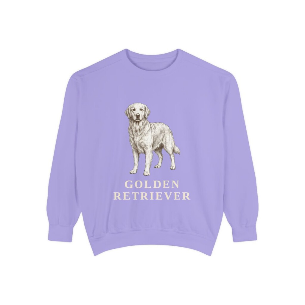 Golden Retriever Sweatshirt, Violet, front view