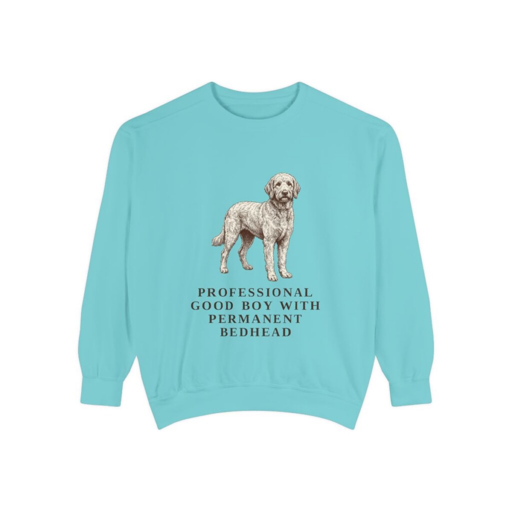 Goldendoodle Humor Sweatshirt, Chalky Mint, front view