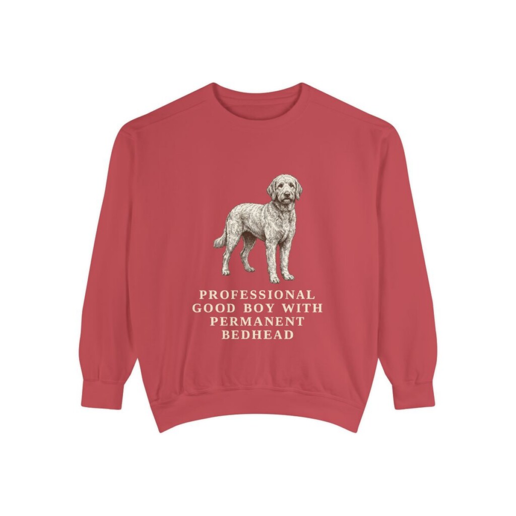 Goldendoodle Humor Sweatshirt, Crimson, front view