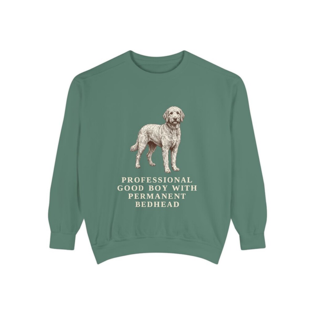 Goldendoodle Humor Sweatshirt, Light Green, front view