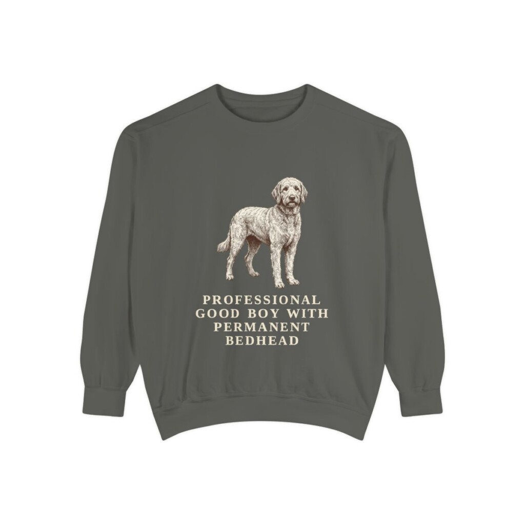 Goldendoodle Humor Sweatshirt, Pepper, front view