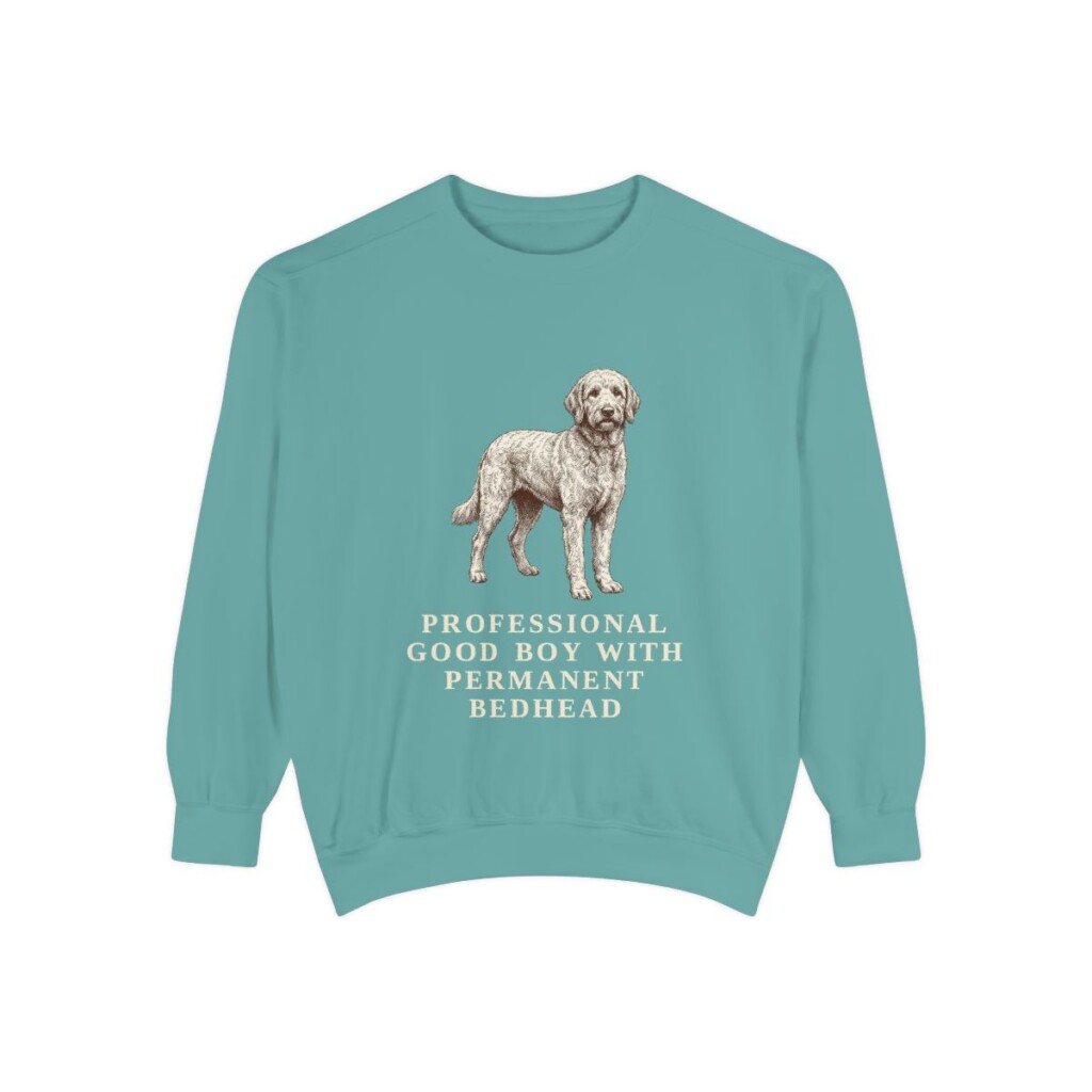 Goldendoodle Humor Sweatshirt, Seafoam, front view