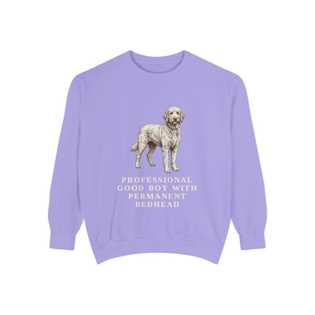 Goldendoodle Humor Sweatshirt, Violet, front view