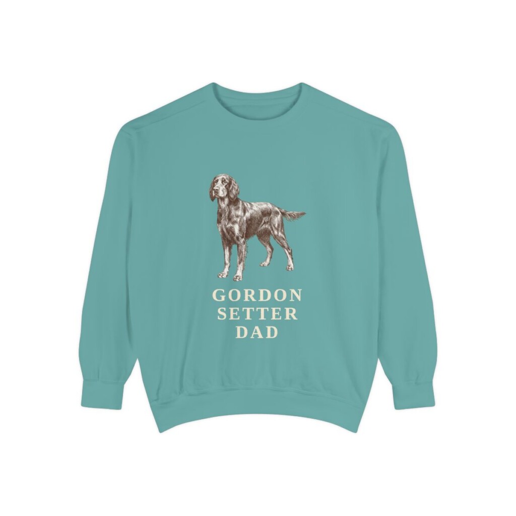 Gordon Setter Dad Sweatshirt, Seafoam, front view