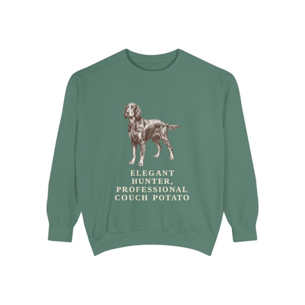 Gordon Setter Humor Sweatshirt, Light Green, front view