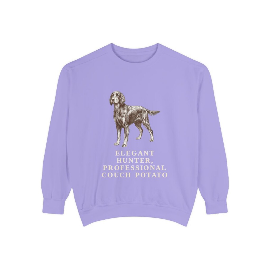 Gordon Setter Humor Sweatshirt, Violet, front view