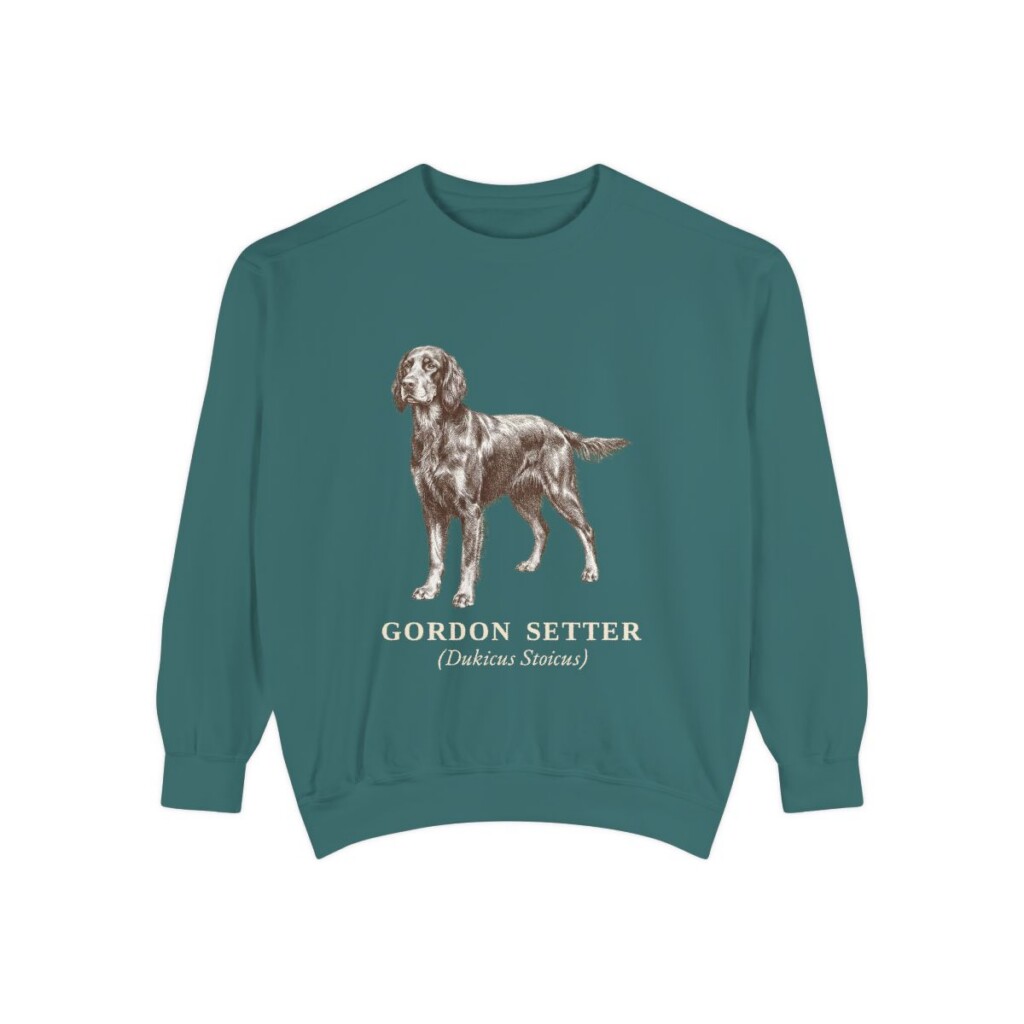 gordon-setter-sweatshirt-latin-blue-spruce Gordon Setter Latin Sweatshirt, Blue Spruce, front view