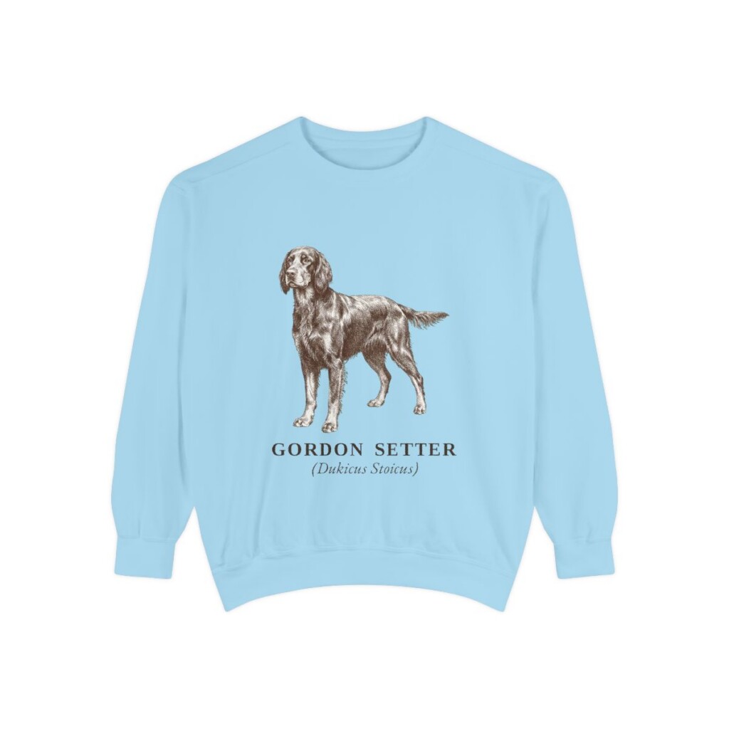 gordon-setter-sweatshirt-latin-chambray Gordon Setter Latin Sweatshirt, Chambray, front view