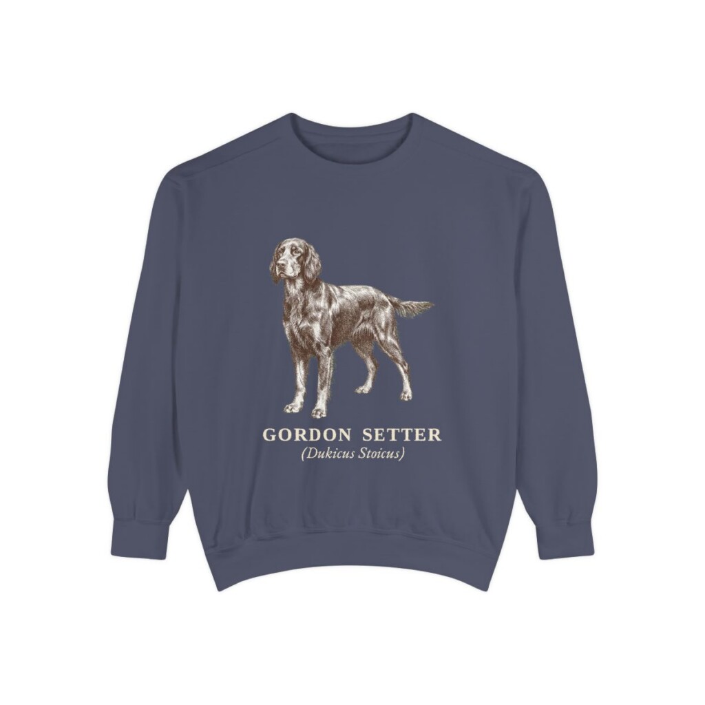 gordon-setter-sweatshirt-latin-denim Gordon Setter Latin Sweatshirt, Denim, front view