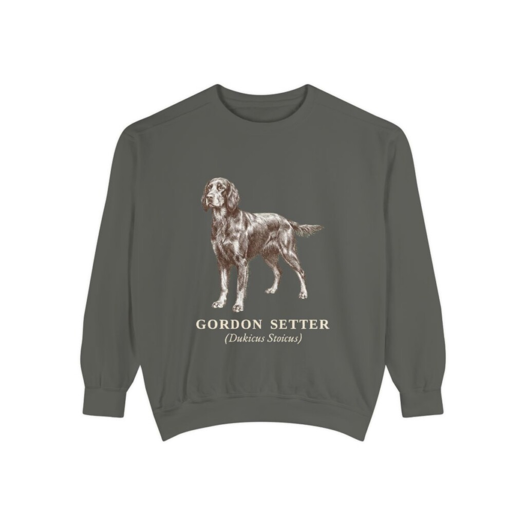 gordon-setter-sweatshirt-latin-pepper Gordon Setter Latin Sweatshirt, Pepper, front view