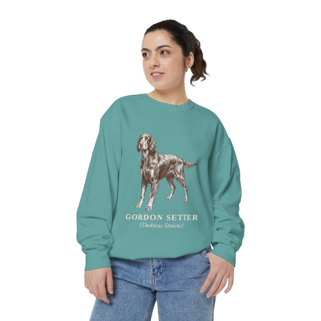 gordon-setter-sweatshirt-latin-seafoam-person-2-front Gordon Setter Latin Sweatshirt, Seafoam, person 2 front