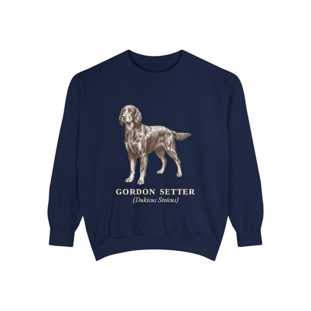 gordon-setter-sweatshirt-latin-true-navy Gordon Setter Latin Sweatshirt, True Navy, front view