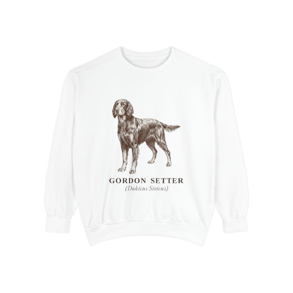 gordon-setter-sweatshirt-latin-white Gordon Setter Latin Sweatshirt, White, front view