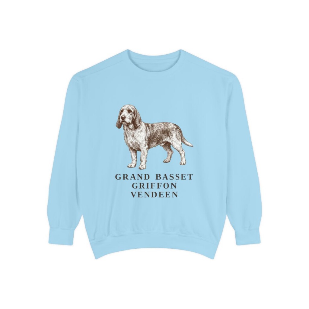 grand-basset-griffon-vendeen-sweatshirt-chambray Grand Basset Griffon Vendeen Sweatshirt, Chambray, front view