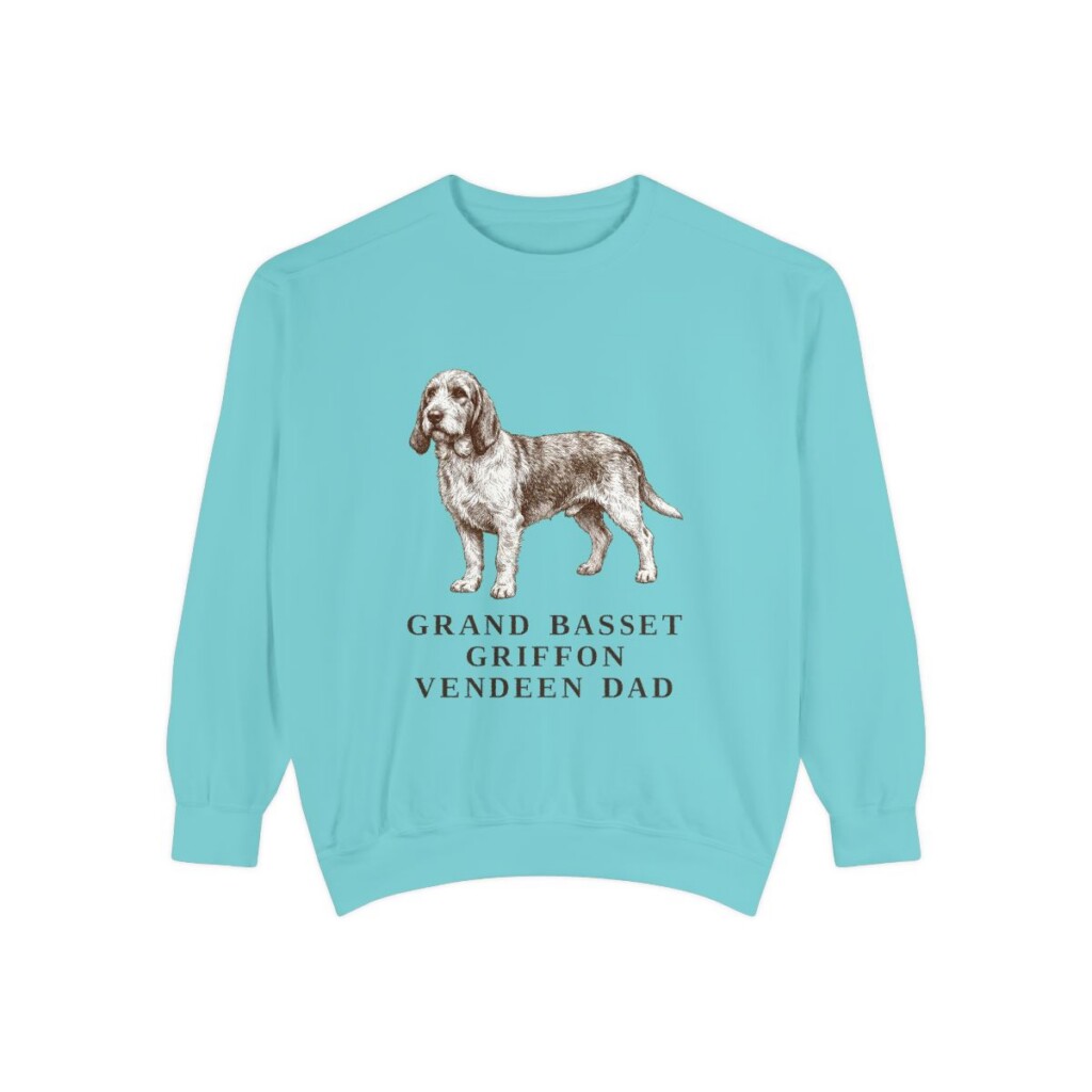 Grand Basset Griffon Vendeen Dad Sweatshirt, Chalky Mint, front view