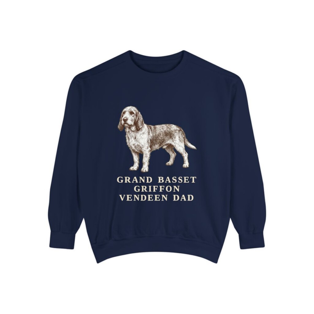 Grand Basset Griffon Vendeen Dad Sweatshirt, True Navy, front view