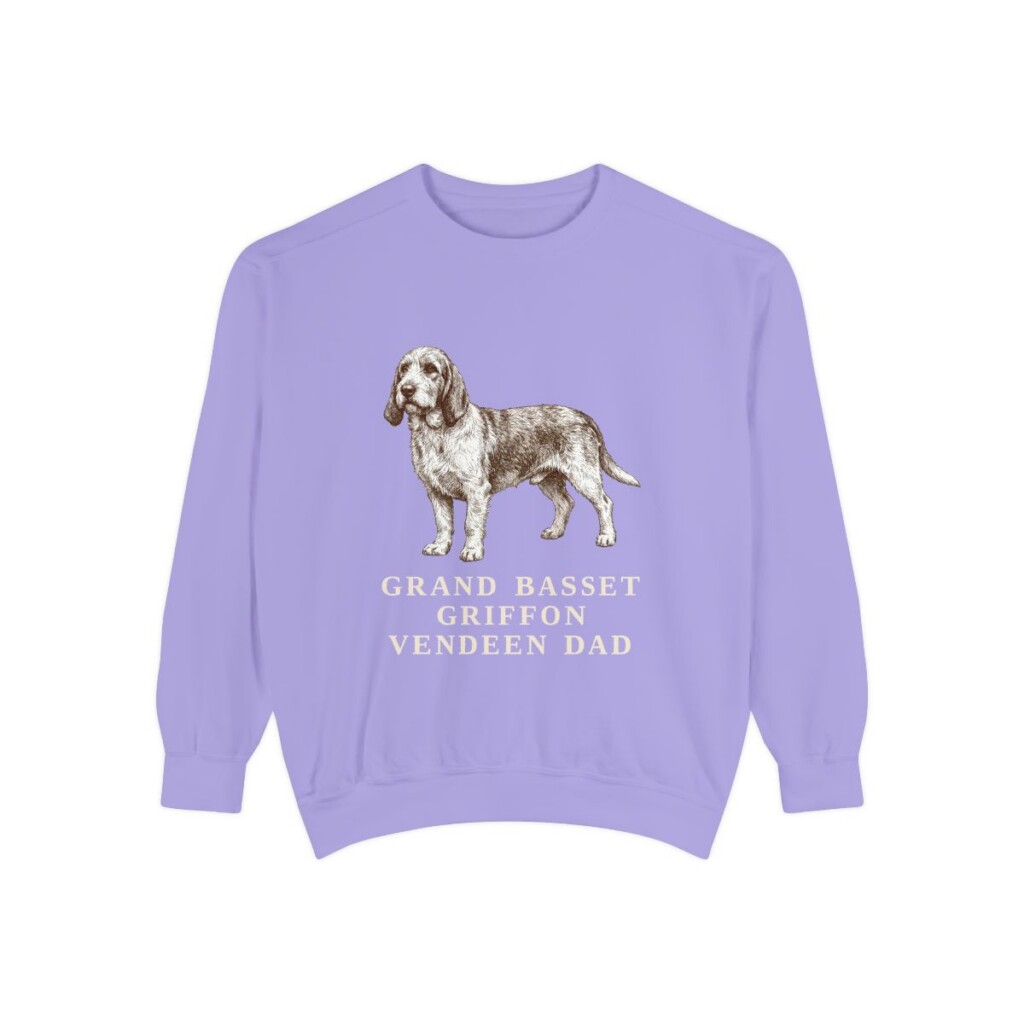 Grand Basset Griffon Vendeen Dad Sweatshirt, Violet, front view
