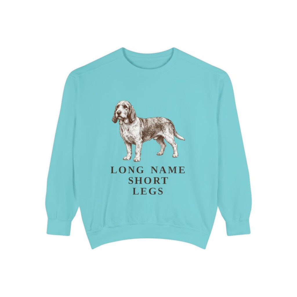 Grand Basset Griffon Vendeen Humor Sweatshirt, Chalky Mint, front view