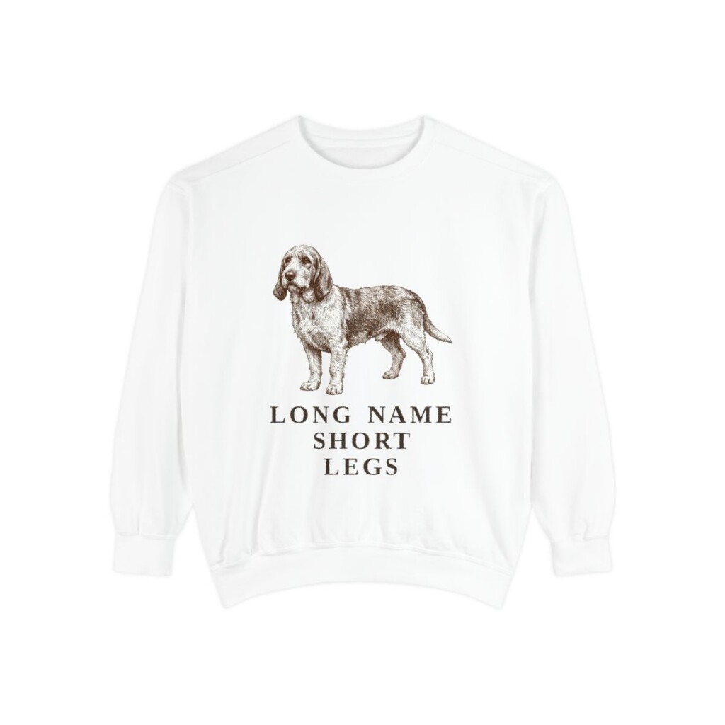 Grand Basset Griffon Vendeen Humor Sweatshirt, White, front view