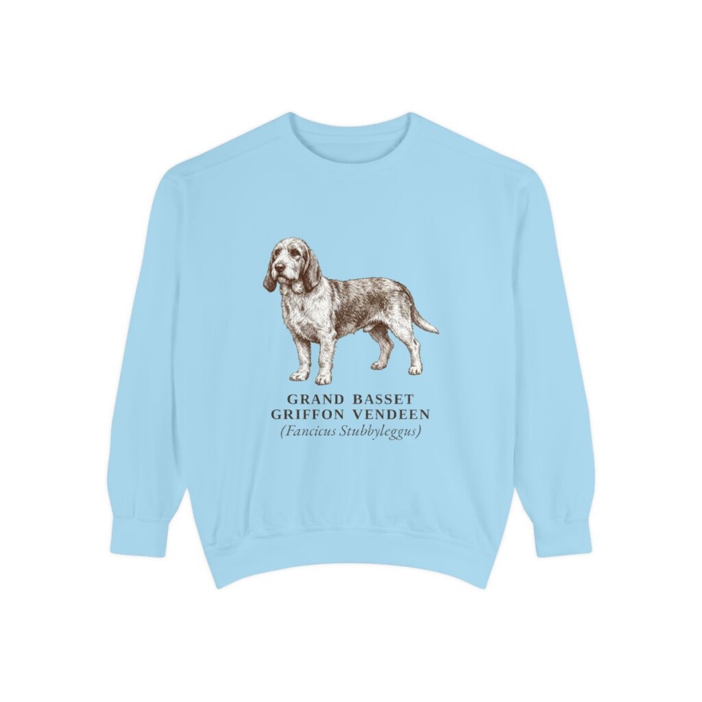 Grand Basset Griffon Vendeen Latin Sweatshirt, Chambray, front view