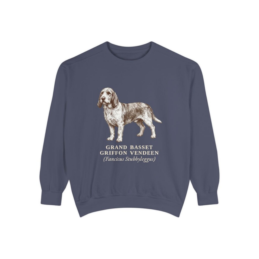 Grand Basset Griffon Vendeen Latin Sweatshirt, Denim, front view
