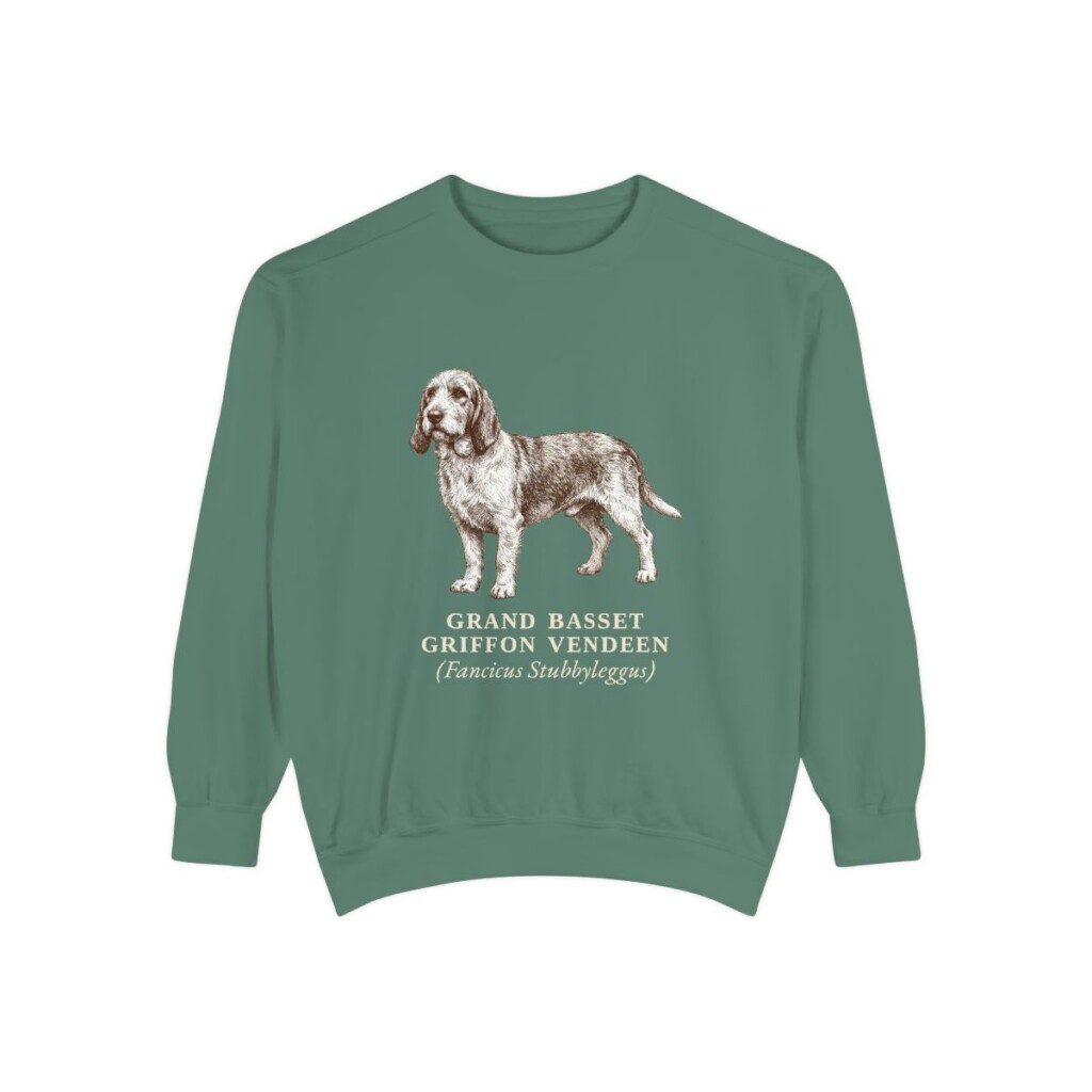 Grand Basset Griffon Vendeen Latin Sweatshirt, Light Green, front view