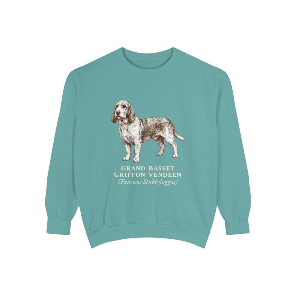 Grand Basset Griffon Vendeen Latin Sweatshirt, Seafoam, front view