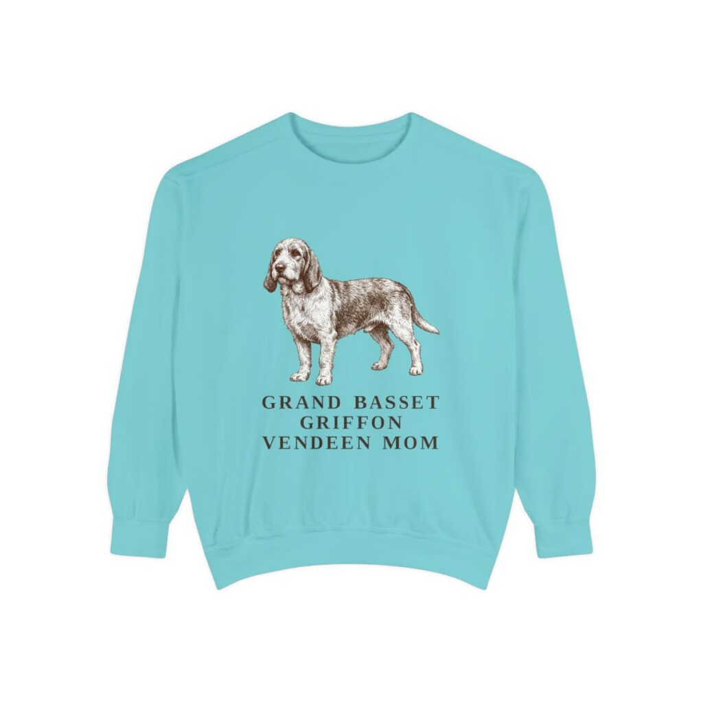 Grand Basset Griffon Vendeen Mom Sweatshirt, Chalky Mint, front view