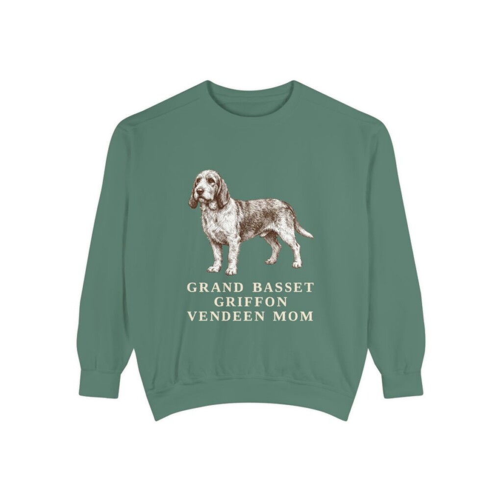 Grand Basset Griffon Vendeen Mom Sweatshirt, Light Green, front view