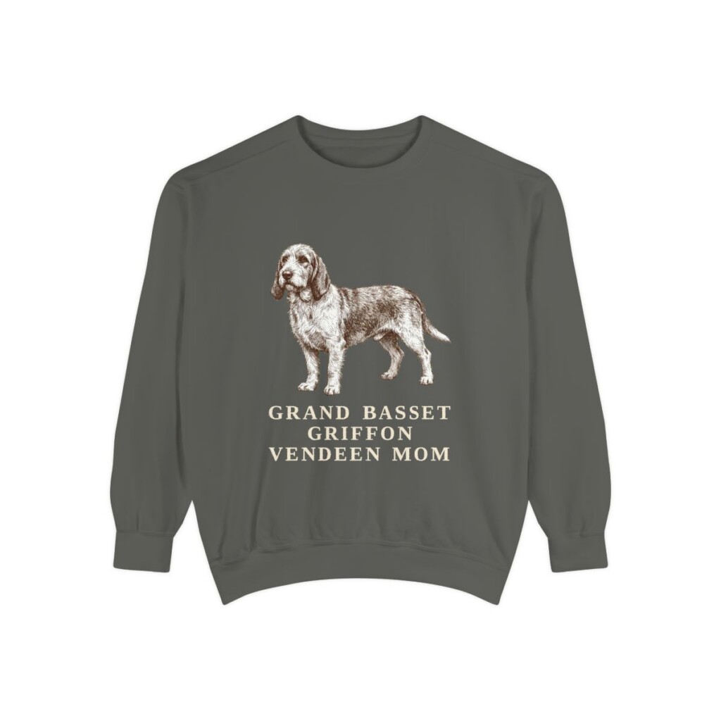 Grand Basset Griffon Vendeen Mom Sweatshirt, Pepper, front view