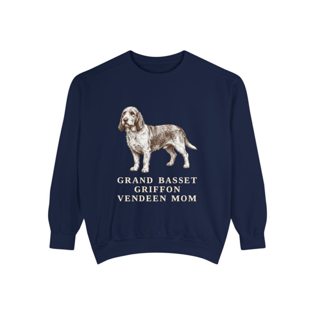 Grand Basset Griffon Vendeen Mom Sweatshirt, True Navy, front view