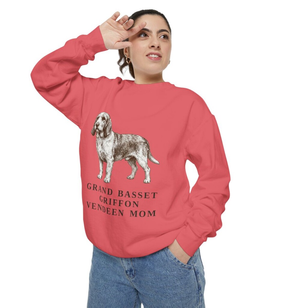 Grand Basset Griffon Vendeen Mom Sweatshirt, Watermelon, person 2 context
