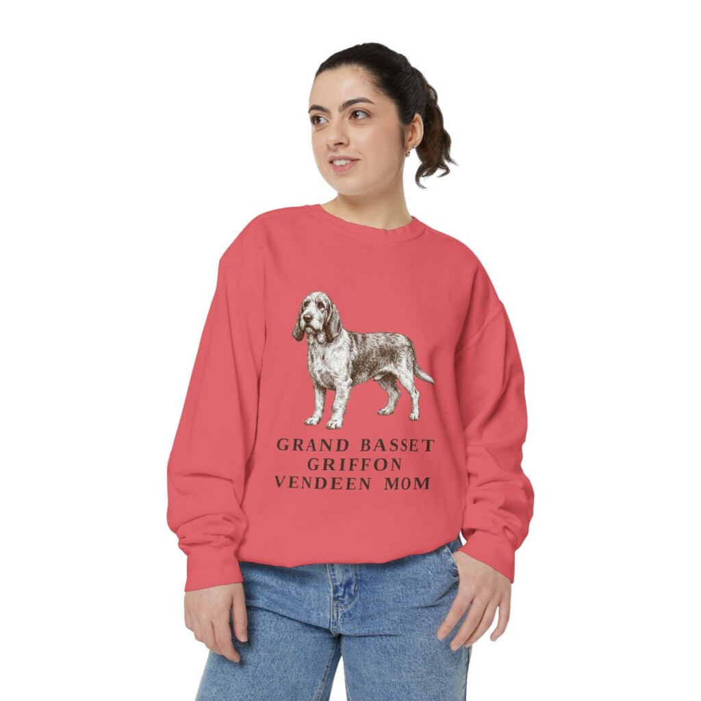 Grand Basset Griffon Vendeen Mom Sweatshirt, Watermelon, person 2 front