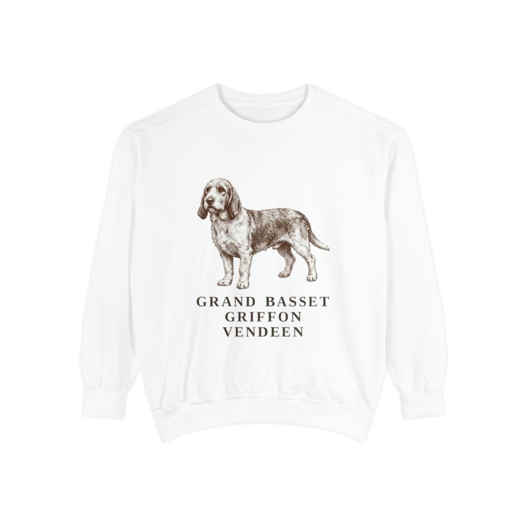 grand-basset-griffon-vendeen-sweatshirt-white Grand Basset Griffon Vendeen Sweatshirt, White, front view