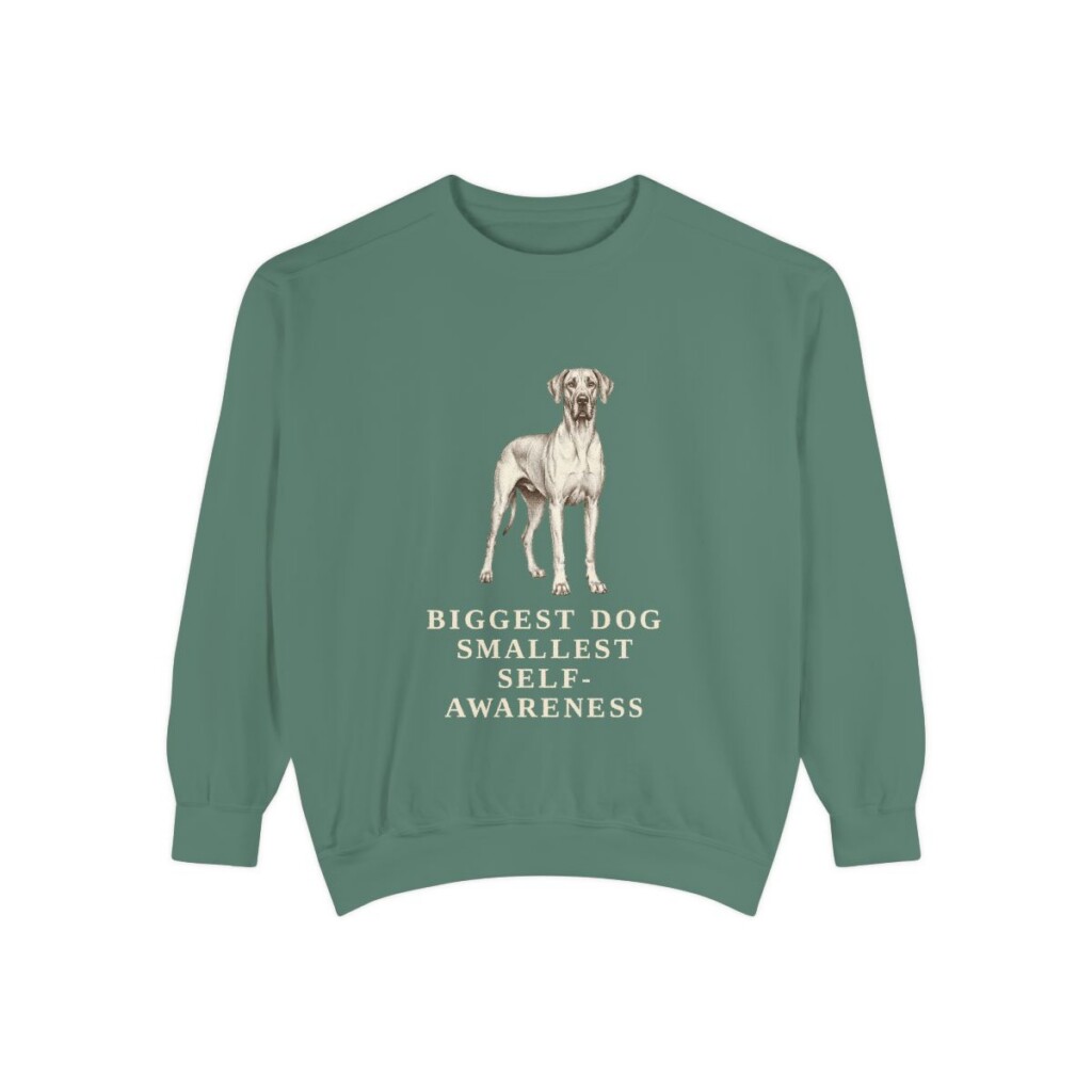 Great Dane Humor Sweatshirt, Light Green, front view