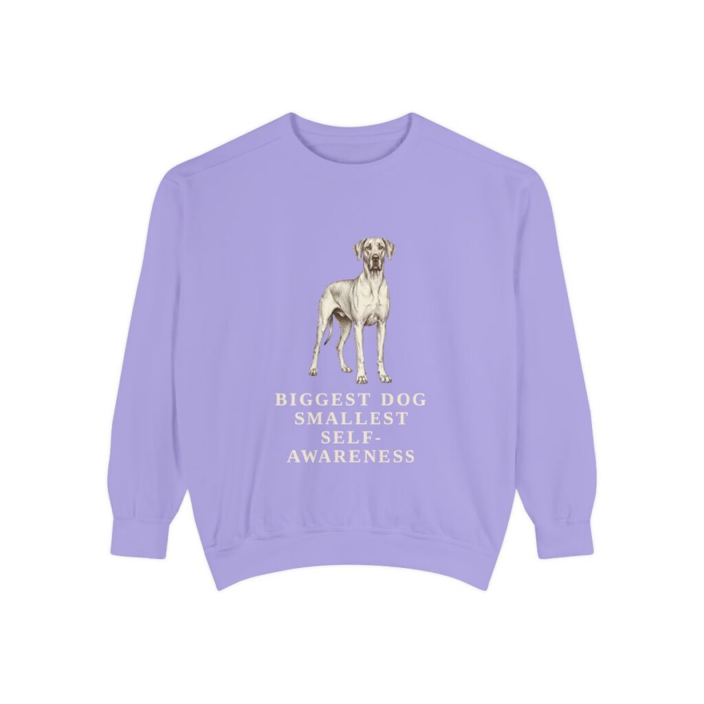Great Dane Humor Sweatshirt, Violet, front view