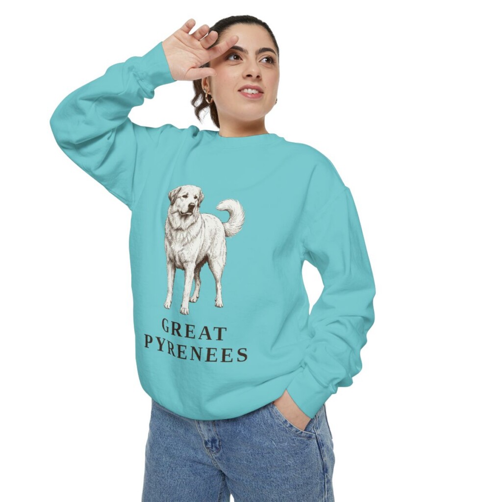 Great Pyrenees Sweatshirt, Chalky Mint, person 2 context