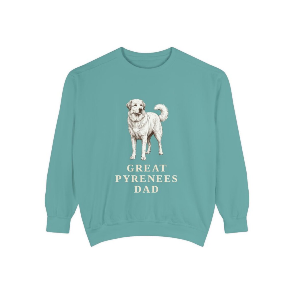 Great Pyrenees Dad Sweatshirt, Seafoam, front view