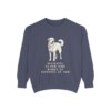 great-pyrenees-sweatshirt-humor-denim Great Pyrenees Humor Sweatshirt, Denim, front view